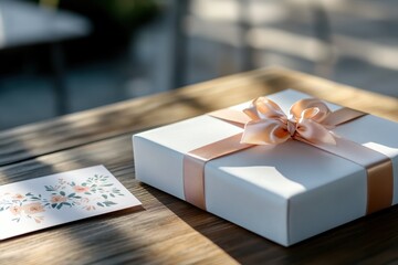 This stylish white gift box, complete with a beautiful ribbon and greeting card, is crafted to elevate the art of gifting and convey heartfelt emotions.