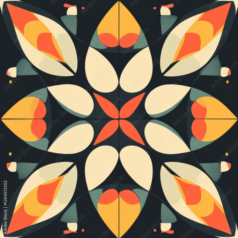 Aufkleber colorful symmetrical pattern showcasing vibrant shapes and tones in a decorative design. generative 