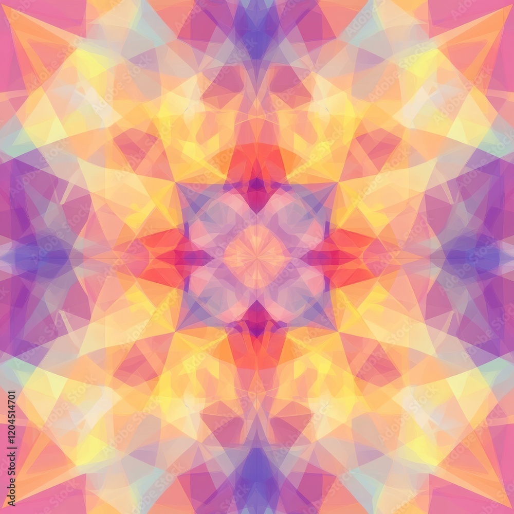 Aufkleber Abstract geometric pattern with vibrant colors and soft gradients in symmetrical arrangement. Generative AI