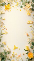 Obraz premium Bathed in soft light, a delightful array of flowers surrounds a serene backdrop. This enchanting garden ambiance evokes a sense of joy, perfect for relaxation and inspiration.