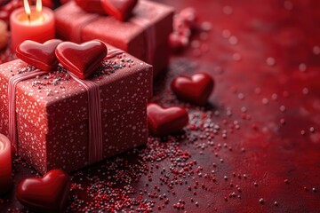 A romantic gift box filled with hearts and candles, perfect for Valentine's Day or wedding decorations