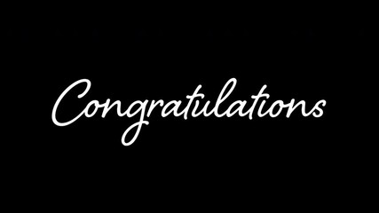 Animated Congratulations Written Script Text on a Black Background 