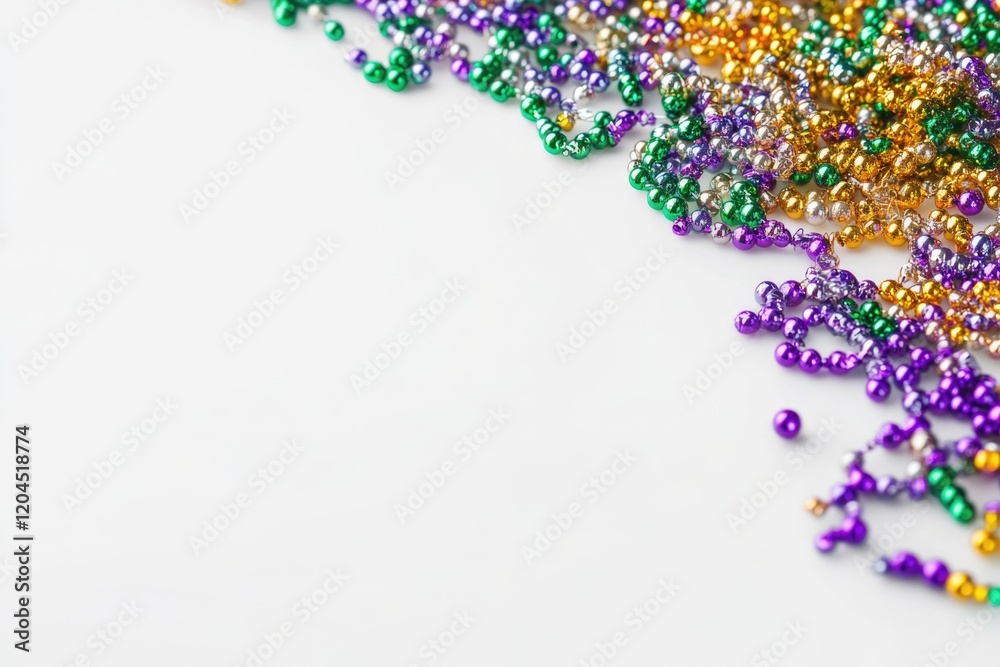 Poster a pile of colorful beads arranged neatly on a white background