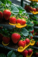 A basket filled with ripe strawberries