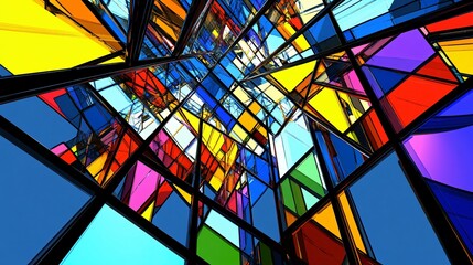 Fototapeta premium Abstract Colorful Geometric Stained Glass Window Design