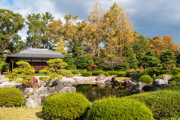 Seiryu-en garden and Teahouse at Nijo Castle in Kyoto Japan