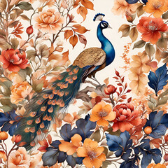 Obraz premium Chinoiserie Seamless Pattern Digital Paper – Elegant Oriental Design