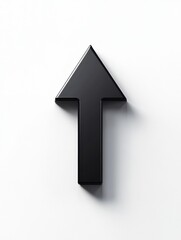 Black upward arrow symbol on a white background emphasizing direction and movement in modern design. Generative AI