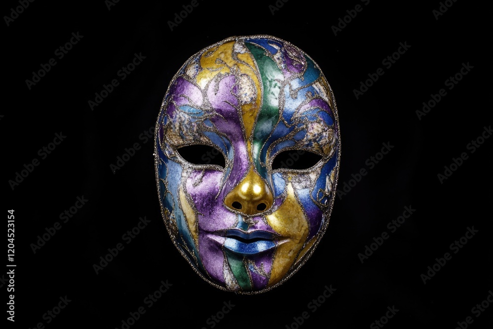 Poster A close-up shot of a mask against a dark background, suitable for use in various contexts where a mysterious or hidden identity is desired