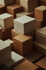 A high stack of cardboard boxes