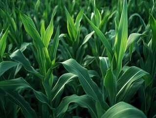 Obraz premium Lush Green Cornfield Plants Nature Background