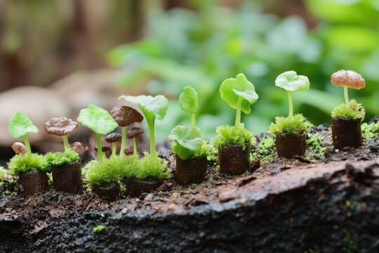 A detailed view of multiple small plants, ideal for usage in botanical or educational contexts