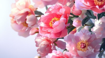 Obraz premium A bouquet of fresh pink flowers arranged in a glass vase