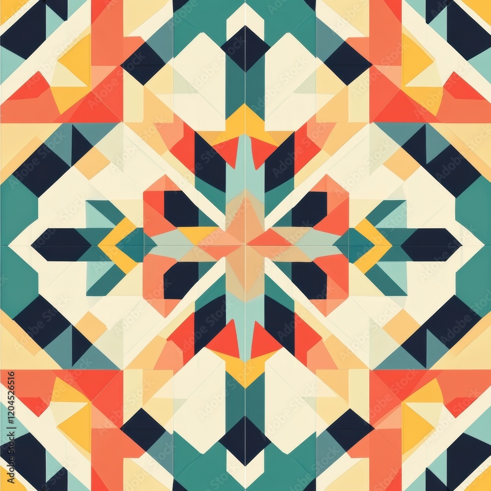 Aufkleber colorful geometric pattern featuring intersecting shapes and vibrant hues on a light background. gen
