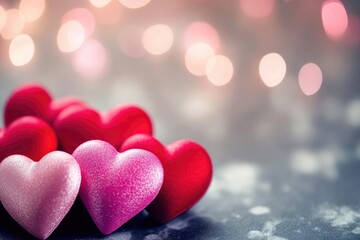 Obraz premium Collection of pink hearts arranged on a table surface