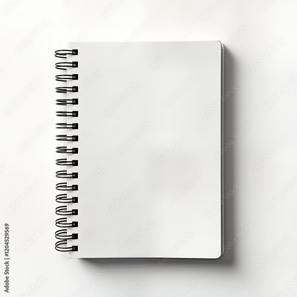 Poster blank white spiral-bound notebook mockup. stylish, modern object for note-taking sketching. versatil