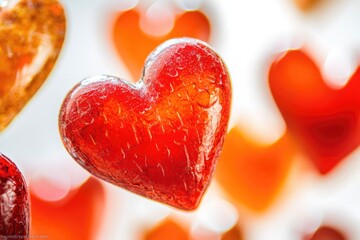 Fototapeta premium Close up shot of a colorful heart shaped lollipop, perfect for sweet treats and romantic gestures