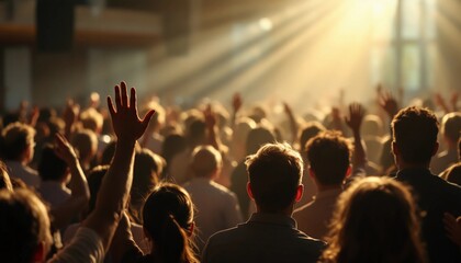 Celebrating the joy of Easter with uplifting music and community spirit in a vibrant gathering. Generative AI