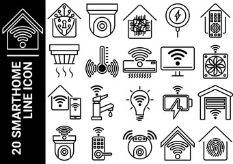 smarthome line icon, black and white