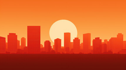 Fototapeta premium Experience a vibrant sunset over the city in a stunning pop art style, bursting with color and unique shapes.