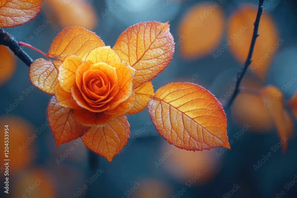 Poster a close-up view of a flower blooming on a tree branch, ideal for nature or garden themed projects