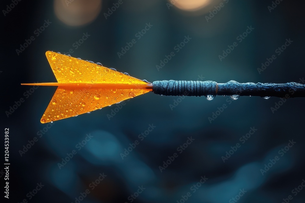 Aufkleber a yellow arrow is stuck in the middle of a rope, providing a visual marker for navigation or directi