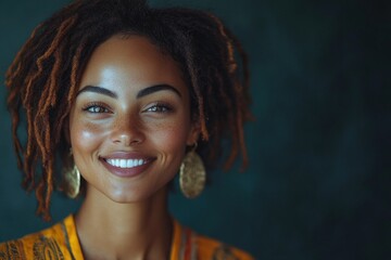 A person with dreadlocks smiling directly at the camera, with a friendly and approachable expression