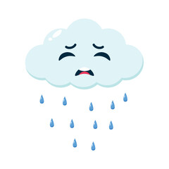 Crying cloud cartoon vector character