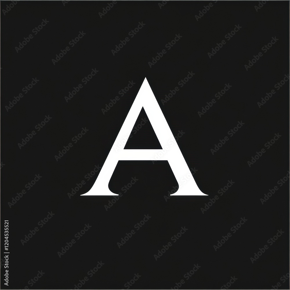 Aufkleber Bold white letter A displayed on a solid black background showcasing modern design elements and minimalist aesthetics. Generative AI