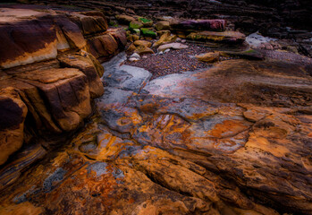 Point Lobos Weston Beach low tide multicolored ancient rock formations 