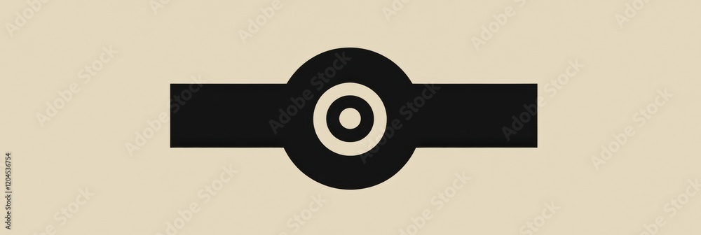 Fototapete abstract design featuring concentric circles and horizontal bands with a minimalist aesthetic in mut