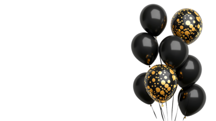 Party celebration black and gold balloons on white background ,high resolution