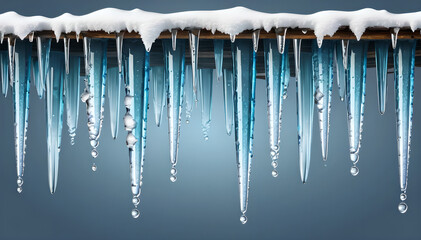 White snow detail or icicles isolated on transparent background