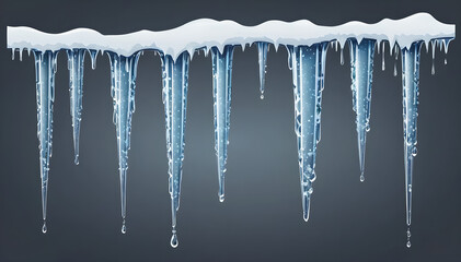 White snow detail or icicles isolated on transparent background