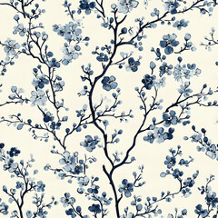 Fototapeta premium Chinoiserie Seamless Pattern Digital Paper – Elegant Oriental Design