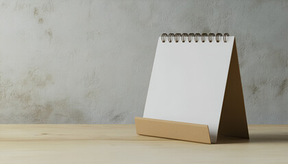 Blank paper calendar on wooden table