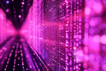 Obraz premium Futuristic pink data stream flowing through digital cyberspace