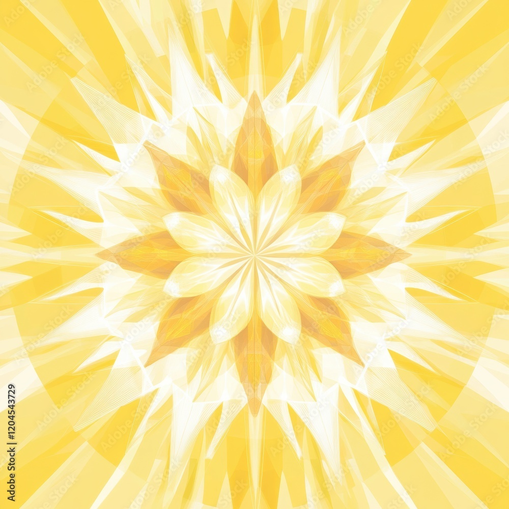 Aufkleber bright yellow abstract flower design with radiant patterns and a vibrant central motif. generative a