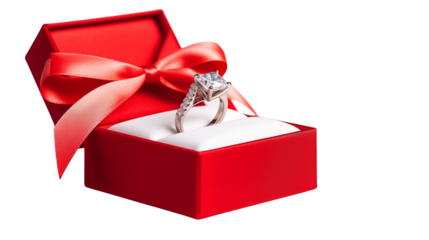 Luxury Diamond Engagement Ring in Red Gift Box