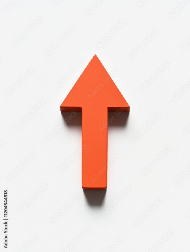 Fototapete bright orange arrow pointing upward displayed against a white background for emphasis and direction.