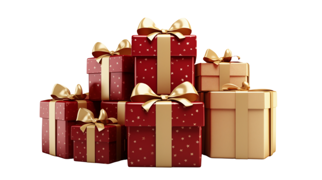 Red and Gold Gift Boxes Festive Holiday Background