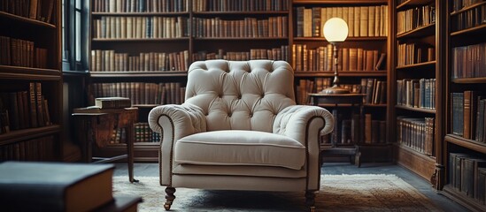 Serene Reading Nook in a Classic Library