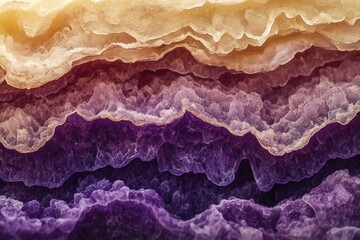 Obraz premium Layered abstract image with purple, brown, and beige tones resembling a geological formation or a landscape.