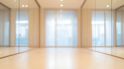 Modern fitting room with blurred reflections and mirrors for creative interior design inspiration