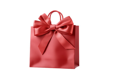 Red Gift Bag with Satin Bow for Holiday Presents
