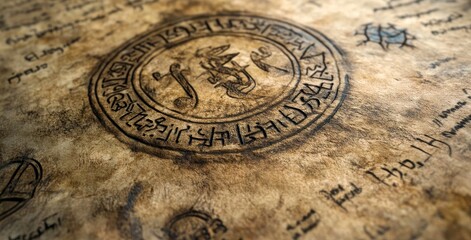Fototapeta premium Detailed view of the Hebrew word Abraham in a Torah scripture. Selective focus. Banner.