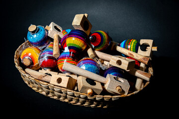 Artisanal Mexican Toys in a Basket
