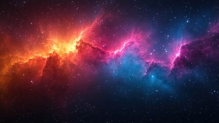 Fototapeta premium Vibrant cosmic nebula with swirling colors of orange, pink, and blue against a starry background