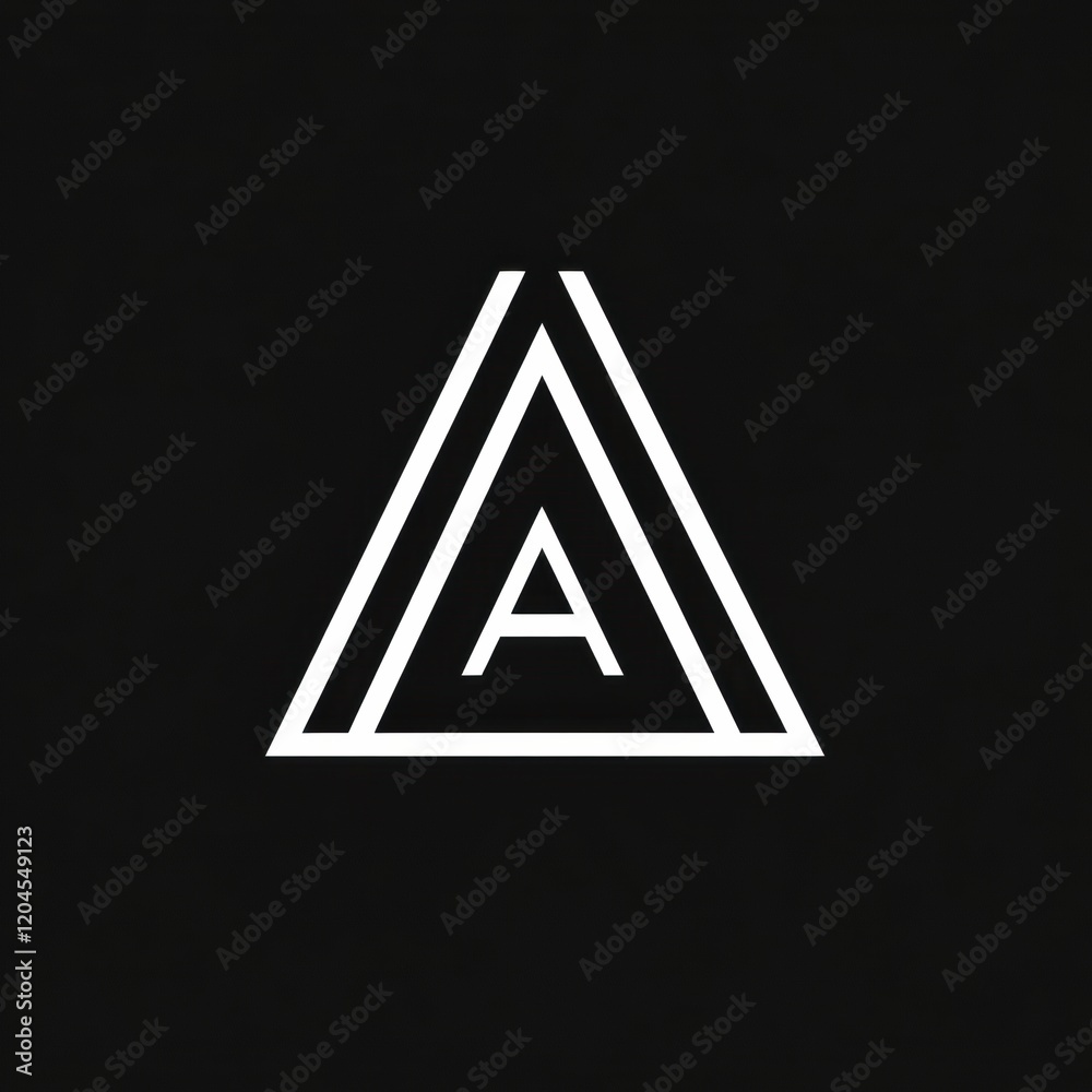 Fototapete simple geometric design featuring a triangle with letter a on a black background emphasizing modern 