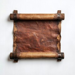 A rolled scroll of parchment paper, isolated on a white background, perfect for bringing an element of nostalgia to your designs.